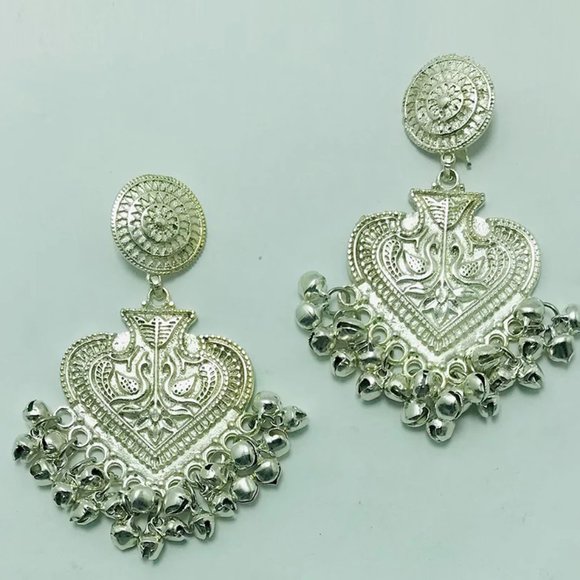 Oxidized Silver Tone Dangle Earrings: Ethnic Kuchi Jewelry - Picture 4 of 9